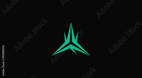 Futuristic Geometric Star Emblem On Black Background