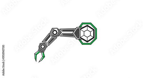 Futuristic Robotic Arm With Gripper And Geometric Element