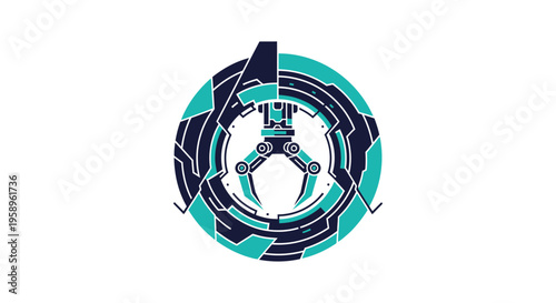 Futuristic Robotic Claw Emblem Industrial Technology Design