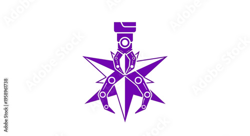 Futuristic Robotic Claw Grasping A Starburst Symbol