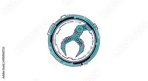 Futuristic Robotic Claw Technology Icon In Circular Design