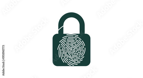 Fingerprint Padlock Icon Representing Biometric Security And Identity Protection