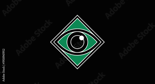 Geometric Eye Symbol On Black Background Abstract Graphic Design