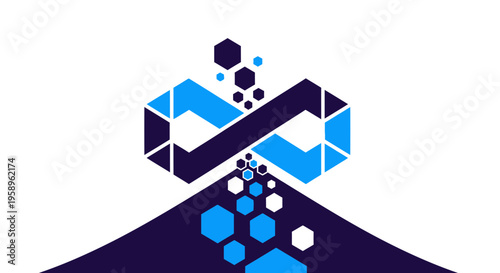 Geometric Infinity Symbol With Cascading Hexagons Data Flow