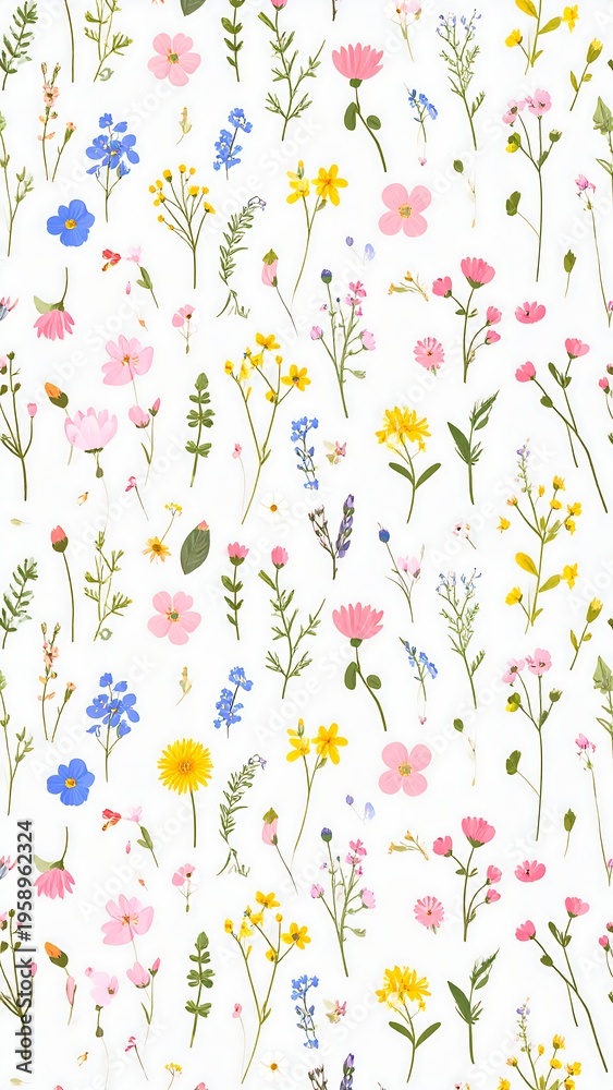 Fototapeta premium Colorful floral pattern on white