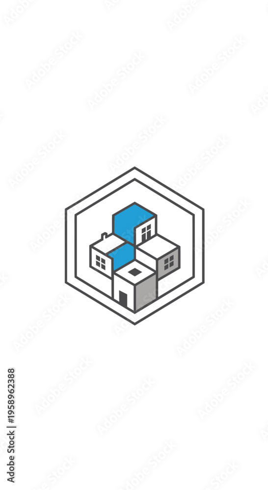 Fototapeta premium Geometric Architectural Composition Symbolizing Urban Development And Property