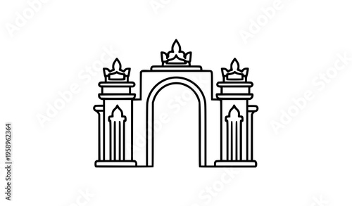 Royal entrance gate line icon luxury palace doorway vector illustration