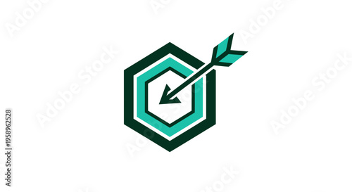 Geometric Target With Arrow Modern Abstract Symbol