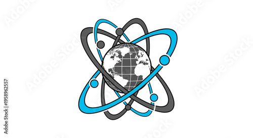 Global Atomic Structure Symbol Representing Scientific Innovation