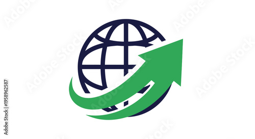Global Business Growth Concept With Upward Arrow Icon