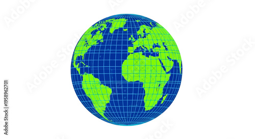 Global Digital Representation Of Our Planet Earth On A White Background