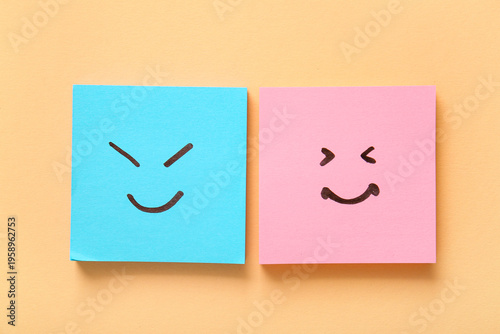 Sticky papers with drawn ha...