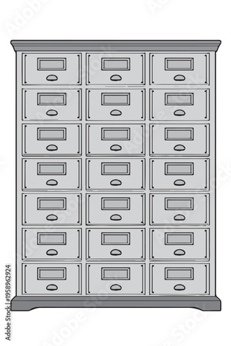 A simple vector of a school locker cabinet with multiple lockers, showing a neat storage system, ideal for organizing belongings in an educational environment.