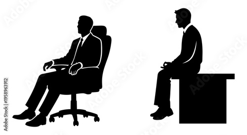 Two professionals engaged in a formal office discussion Vector, illustration