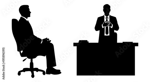 Professional interview or job discussion between two business individuals Vector, illustration
