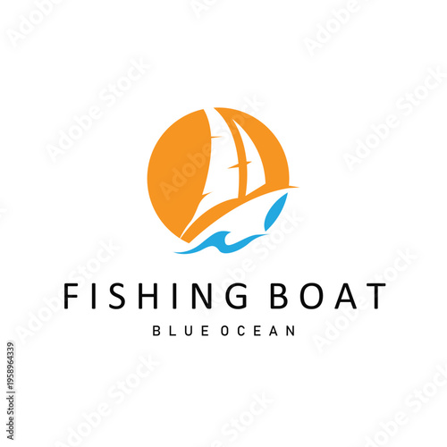 Sailboat logo with sunset creates a warm romantic atmosphere suitable for business trips and beach holidays