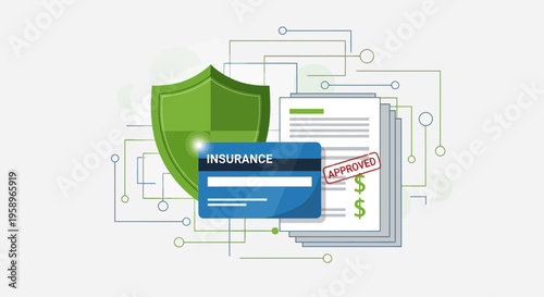 Insurance Policy Approved with Credit Card and Shield Icon, Financial Security Concept