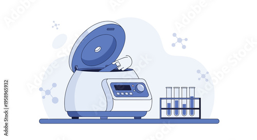 Laboratory centrifuge with test tubes, scientific research equipment, medical analysis, and biotechnology