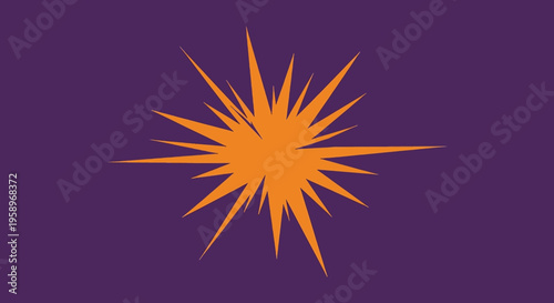 Orange Exploding Star on Purple Background