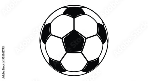 Classic black and white soccer ball vector illustration with traditional pentagonal and hexagonal panel design, perfect for sports graphics, game-related content, and athletic themes.