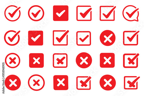Check Mark Icons in Circle – Editable Stroke Tick Symbol Set. Vector