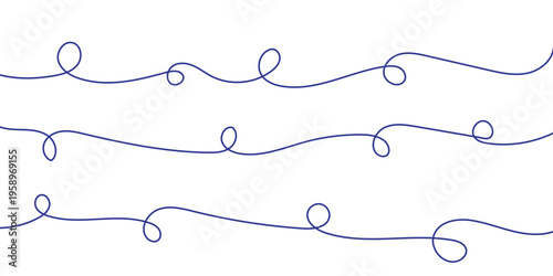 A blue wavy line drawing on a white background with looping patterns