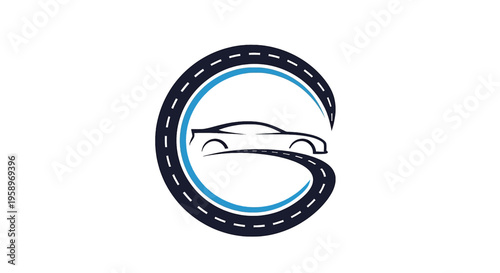 Car on G-Shaped Road Logo