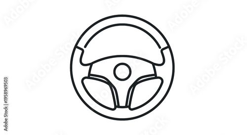 Black outline illustration of a car steering wheel