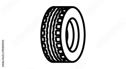 Black and white illustration of a tire