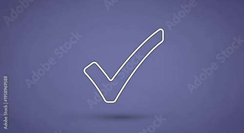 White outline checkmark on purple background