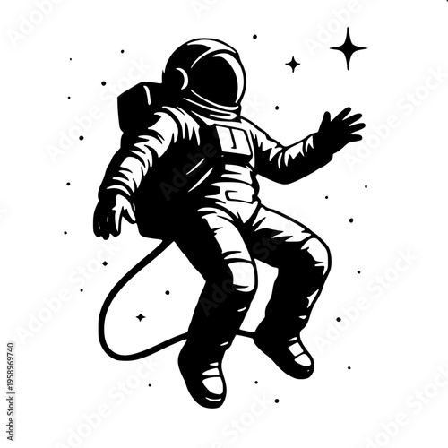 Sci-fi space exploration concept astronaut silhouette vector