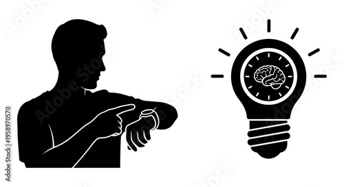 Innovation concept, light bulb with brain, man pointing, idea generation, business creativity