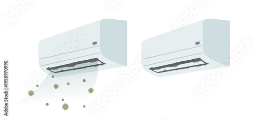 黒カビで汚れたエアコン
