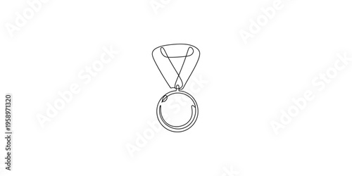 A minimalist line drawing depicts a single diamond engagement ring on white high quality professional detailed modern elegant
