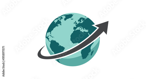 Global Growth Arrow Symbolizing Worldwide Business Expansion And Success