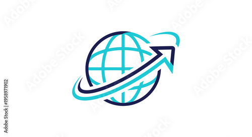 Global Progress Arrow Emblem For Business Growth