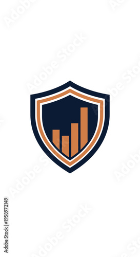 Free Download Graphic Shield Emblem Illustrating Financial Growth And Security With Abstract Bar Chart Elements - GFXLoad