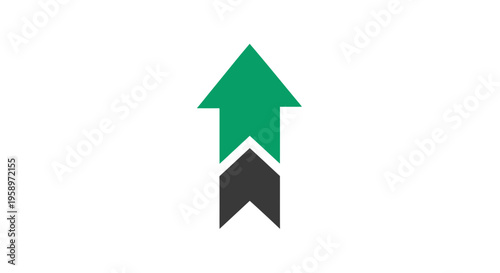 Green And Black Upward Arrow Icon On White Background For Digital Content