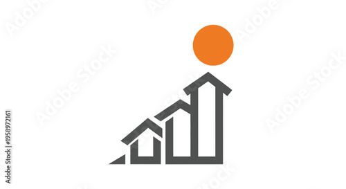 Growing Real Estate Market Symbol With Orange Sun