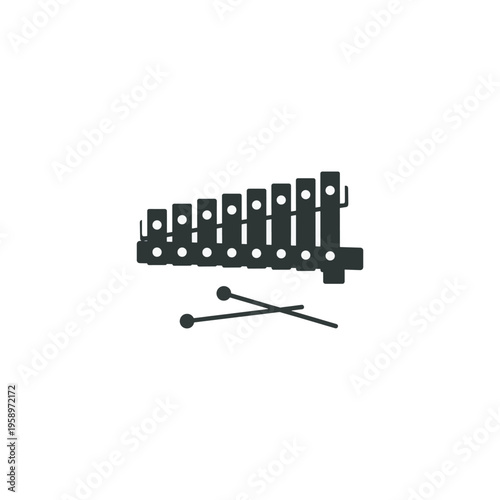 Xylophone Music Instrument Icon with Mallets Vector