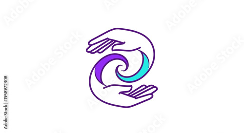 Harmonious Hands Embracing a Swirling Energy Symbol