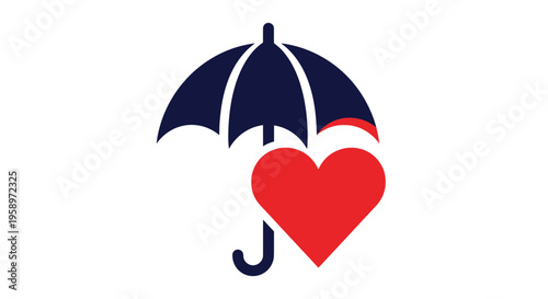 Heart Shield: Protecting Affection and Love Symbolized Under A Blue Umbrella