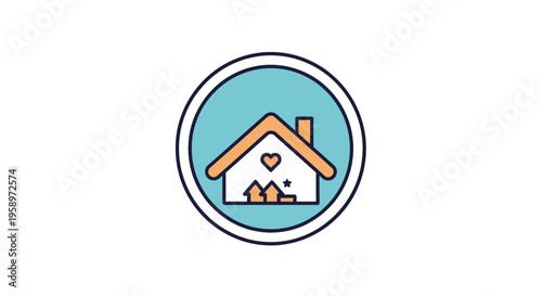 House Icon Inside a Circle Represents the Concept of Home, Family, and Love