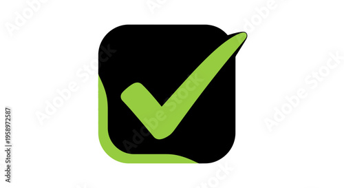 Green Checkmark on Black Square: Symbol of Agreement, Approval, and Verification