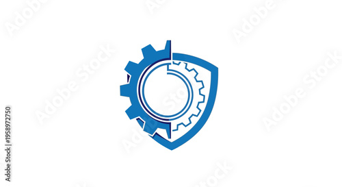 Industrial Gear Shield Security Emblem Logo Design Technology