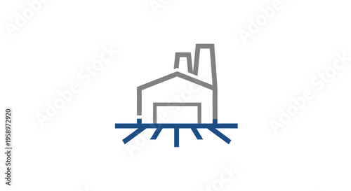 Industrial Plant Vector Graphic With Minimalist Lines And Modern Design Elements
