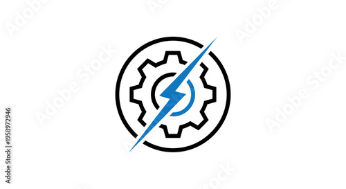 Industrial Power Gear Lightning Bolt Symbol For Energy And Mechanical Solutions
