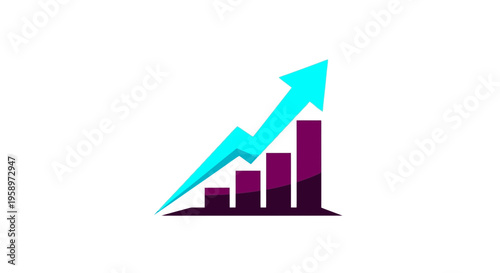 Illustrated Growth Chart With Ascending Arrow Representing Financial Progress and Success
