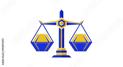 Illustration Of A Legal Justice Scale Icon With Geometric Design For Business And Law