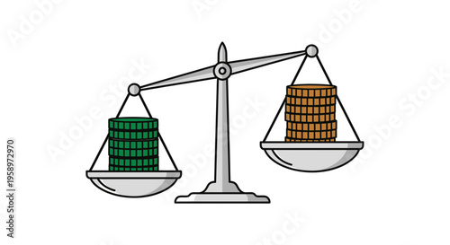 Illustration Of Financial Equilibrium And Wealth Comparison, Business And Finance Concept